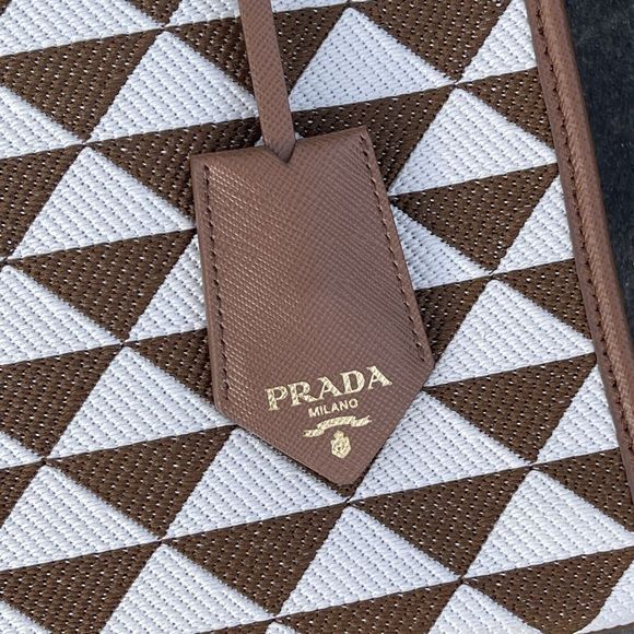 Prada Symbole Shopper Tote Jacquard Small Brown, Multicolor - Picture 3 of 16
